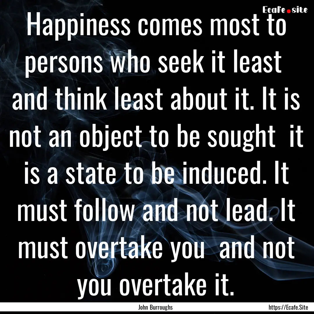 Happiness comes most to persons who seek.... : Quote by John Burroughs