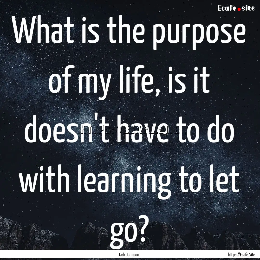 What is the purpose of my life, is it doesn't.... : Quote by Jack Johnson