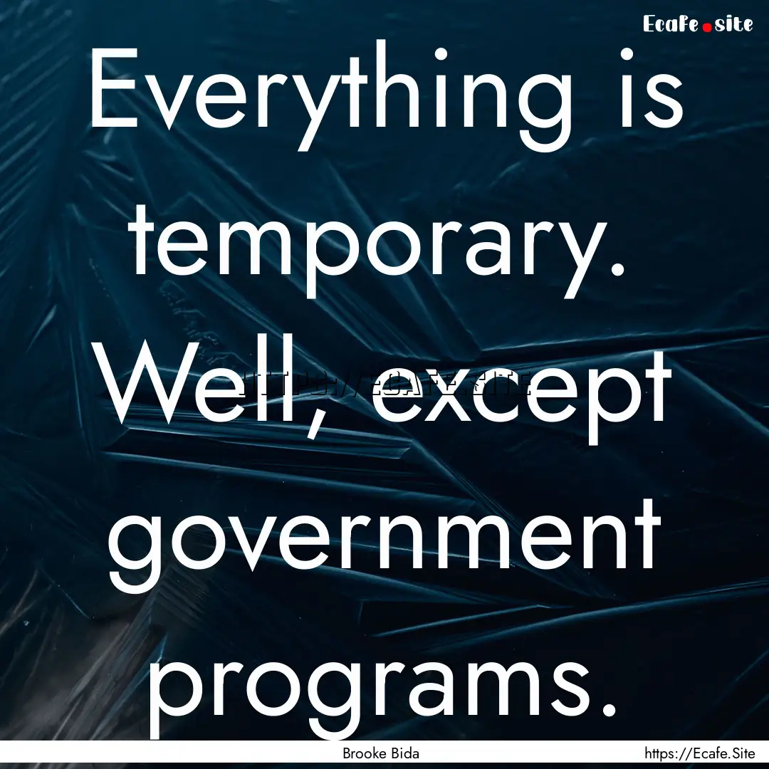 Everything is temporary. Well, except government.... : Quote by Brooke Bida