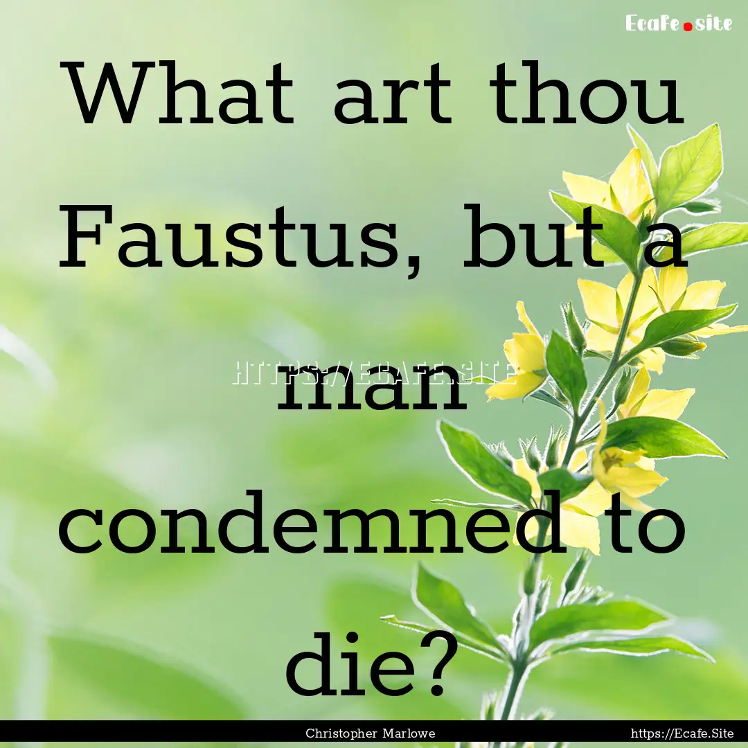 What art thou Faustus, but a man condemned.... : Quote by Christopher Marlowe