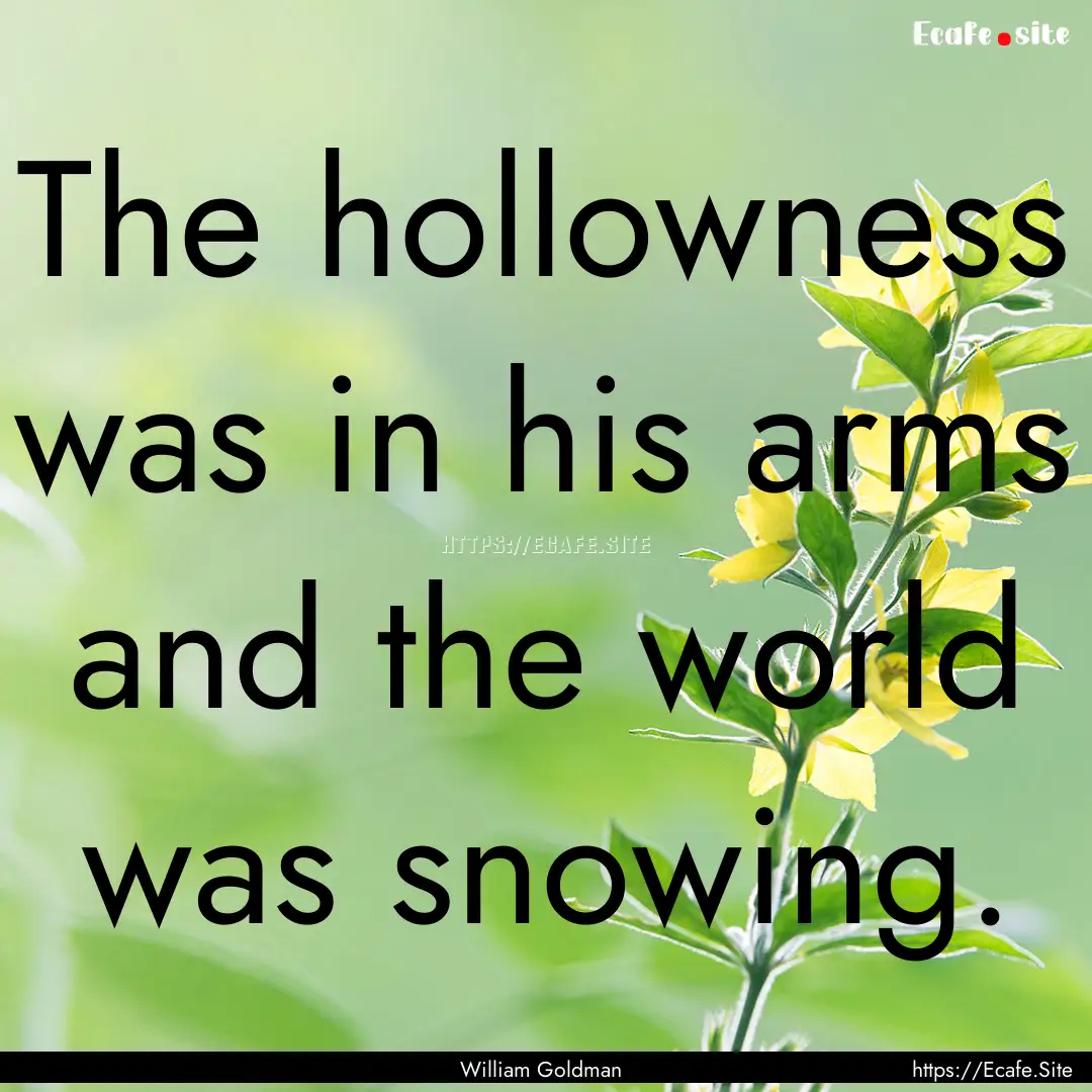 The hollowness was in his arms and the world.... : Quote by William Goldman