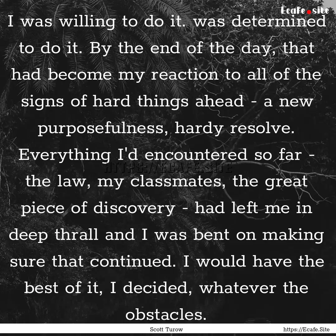 I was willing to do it. was determined to.... : Quote by Scott Turow