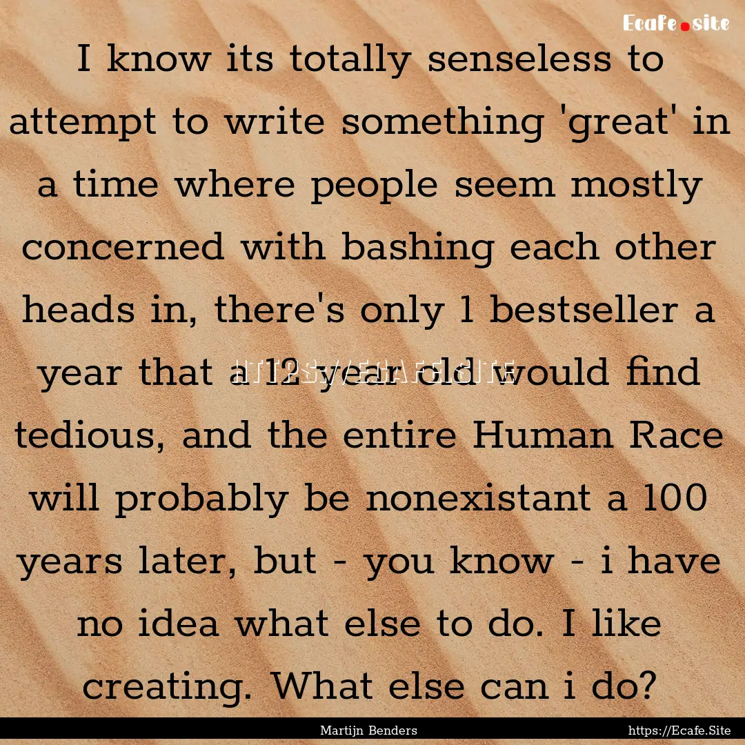 I know its totally senseless to attempt to.... : Quote by Martijn Benders