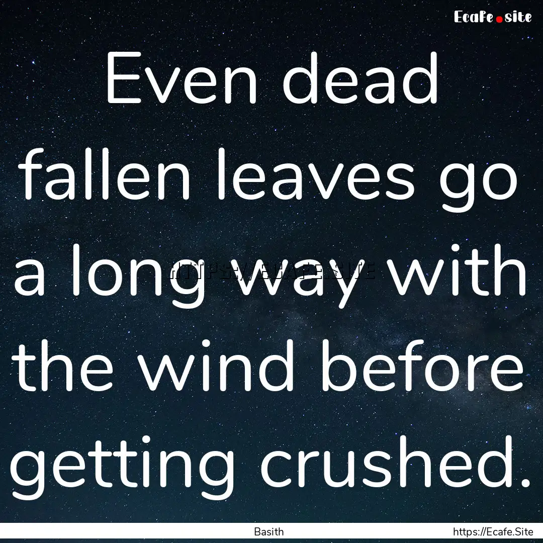 Even dead fallen leaves go a long way with.... : Quote by Basith