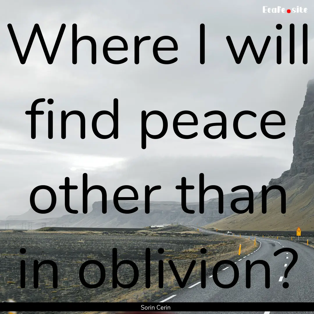 Where I will find peace other than in oblivion?.... : Quote by Sorin Cerin