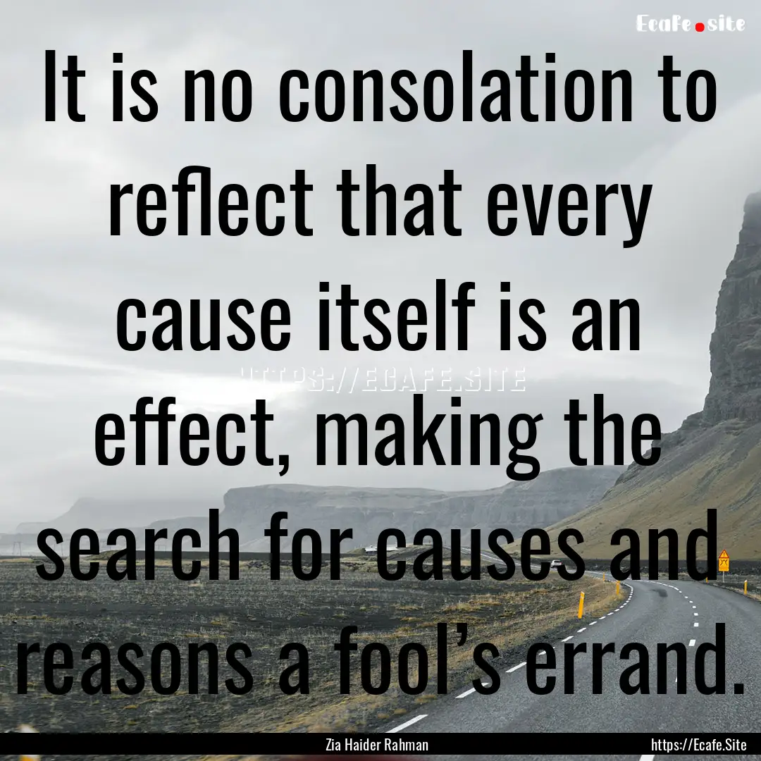 It is no consolation to reflect that every.... : Quote by Zia Haider Rahman