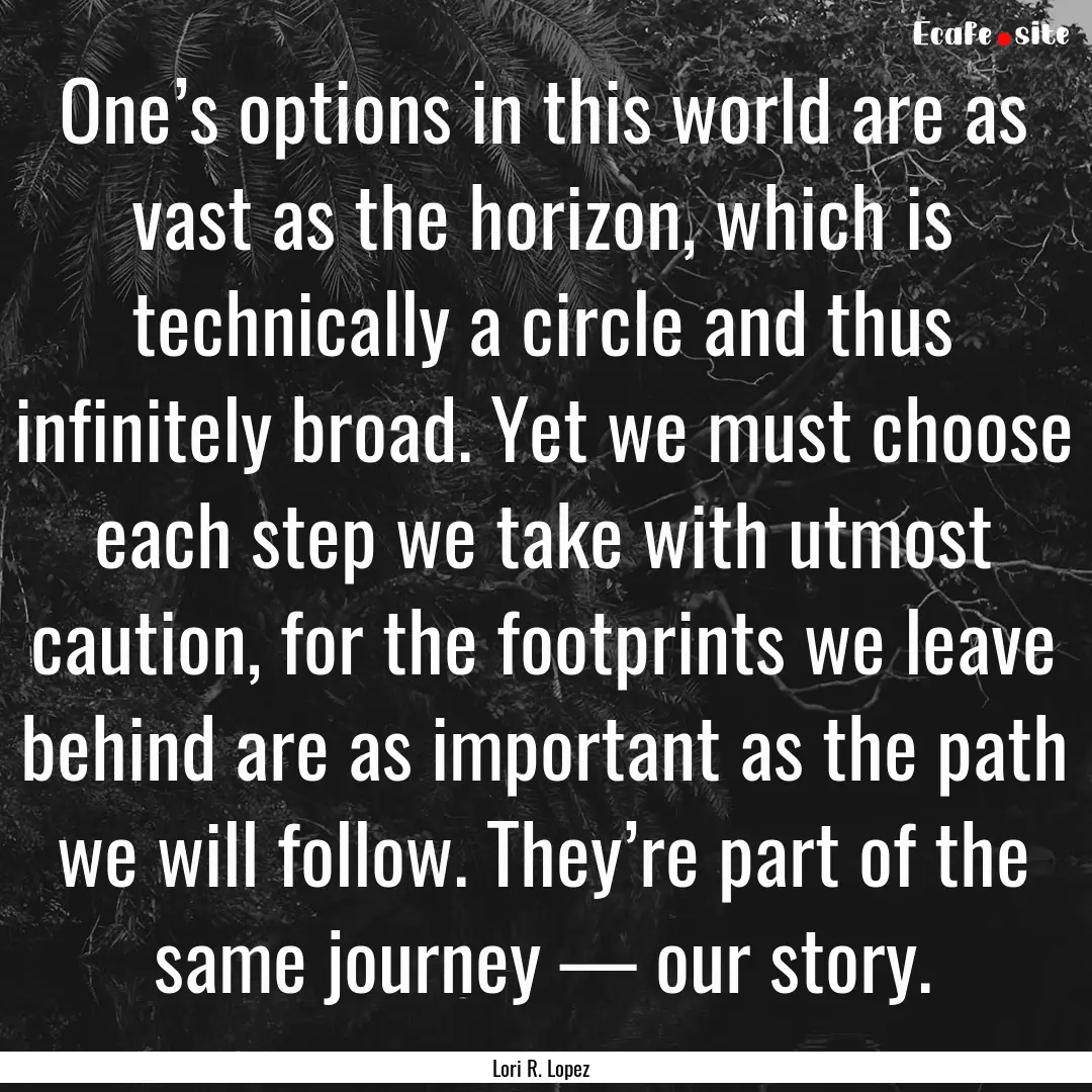 One’s options in this world are as vast.... : Quote by Lori R. Lopez