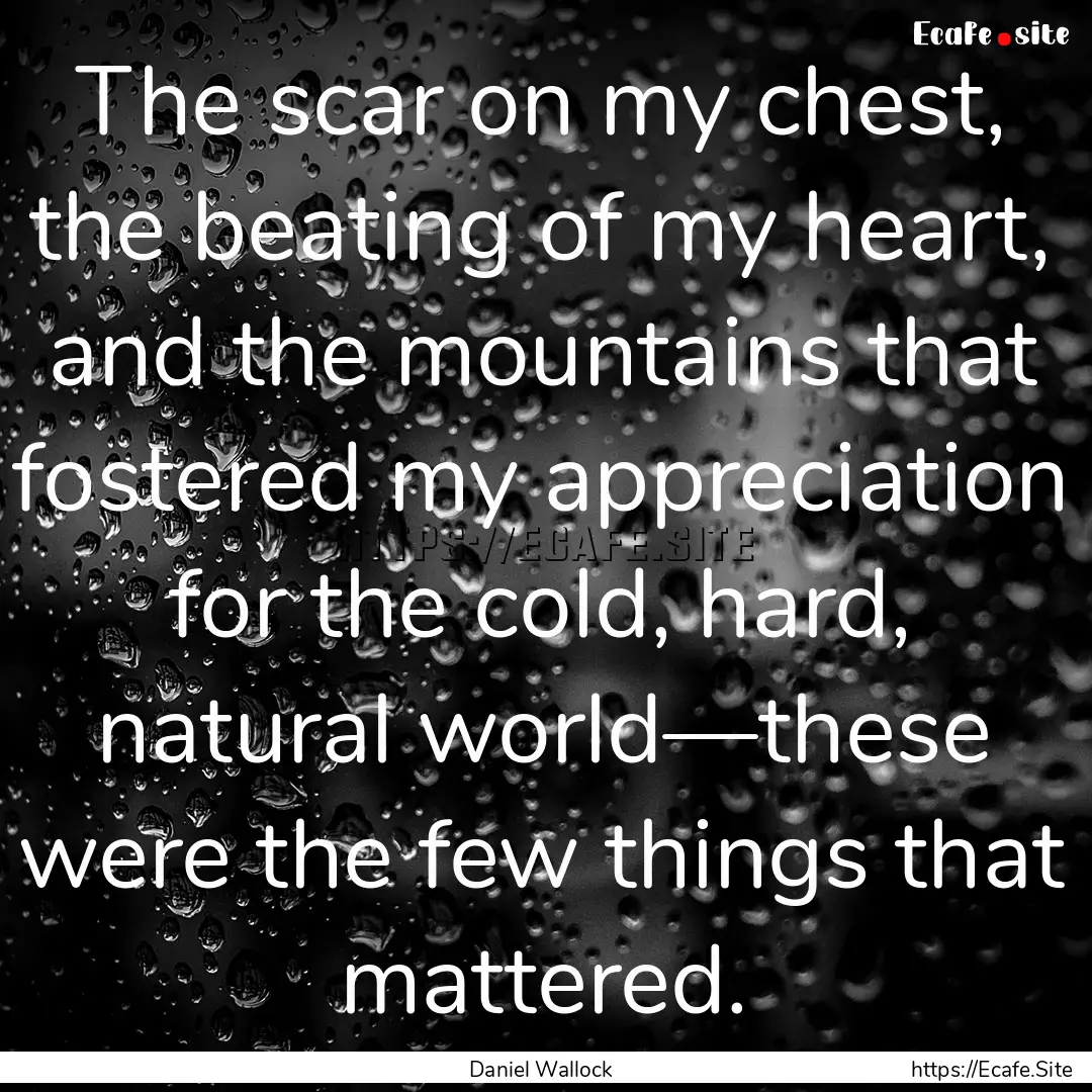 The scar on my chest, the beating of my heart,.... : Quote by Daniel Wallock