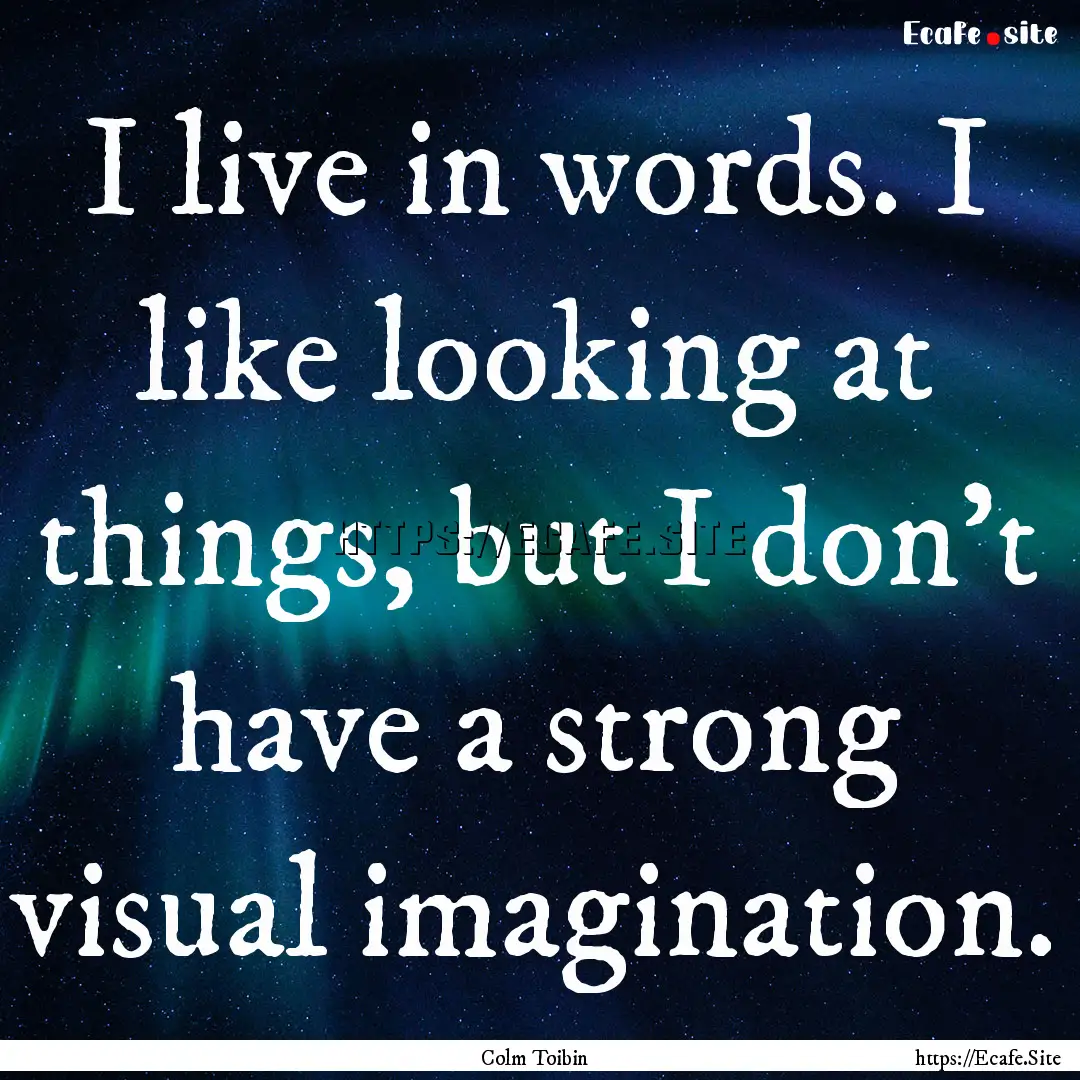 I live in words. I like looking at things,.... : Quote by Colm Toibin