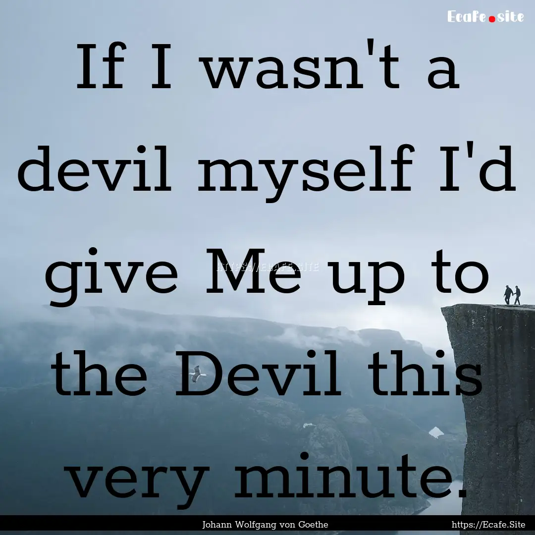 If I wasn't a devil myself I'd give Me up.... : Quote by Johann Wolfgang von Goethe