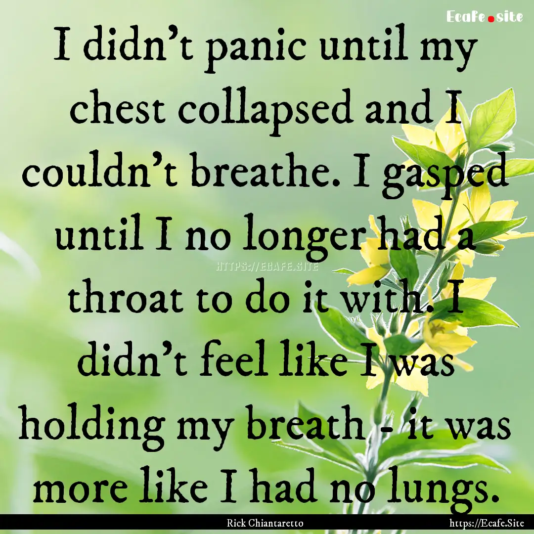 I didn't panic until my chest collapsed and.... : Quote by Rick Chiantaretto