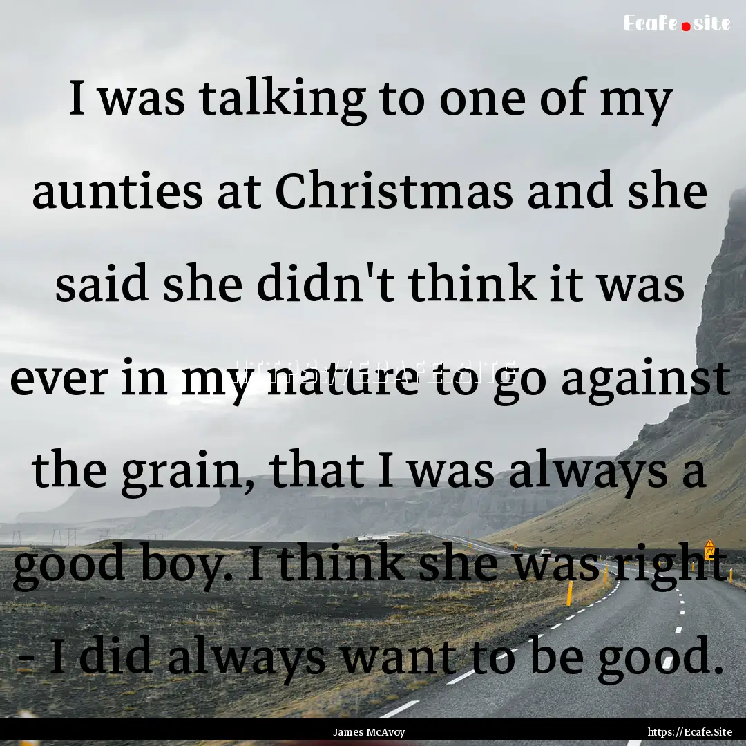 I was talking to one of my aunties at Christmas.... : Quote by James McAvoy