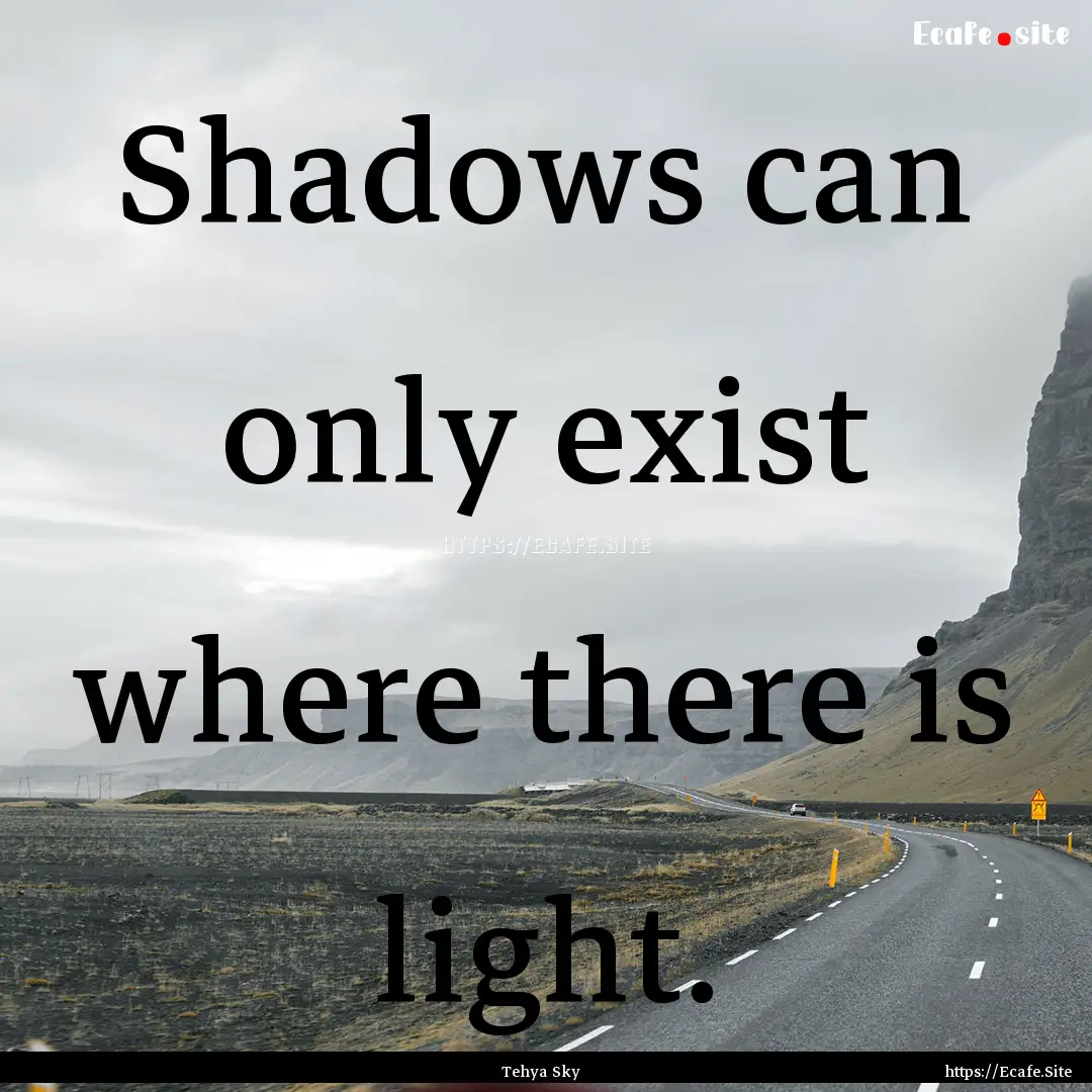 Shadows can only exist where there is light..... : Quote by Tehya Sky