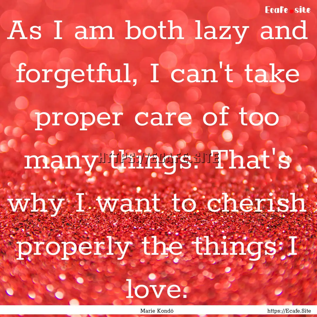 As I am both lazy and forgetful, I can't.... : Quote by Marie Kondō