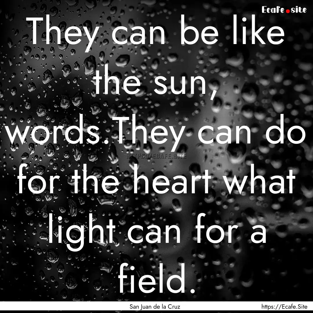 They can be like the sun, words.They can.... : Quote by San Juan de la Cruz