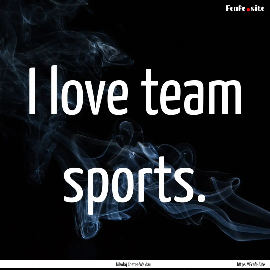 I love team sports. : Quote by Nikolaj Coster-Waldau