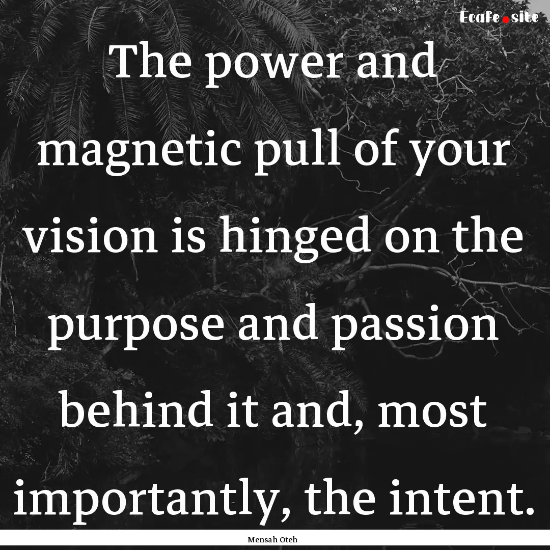 The power and magnetic pull of your vision.... : Quote by Mensah Oteh