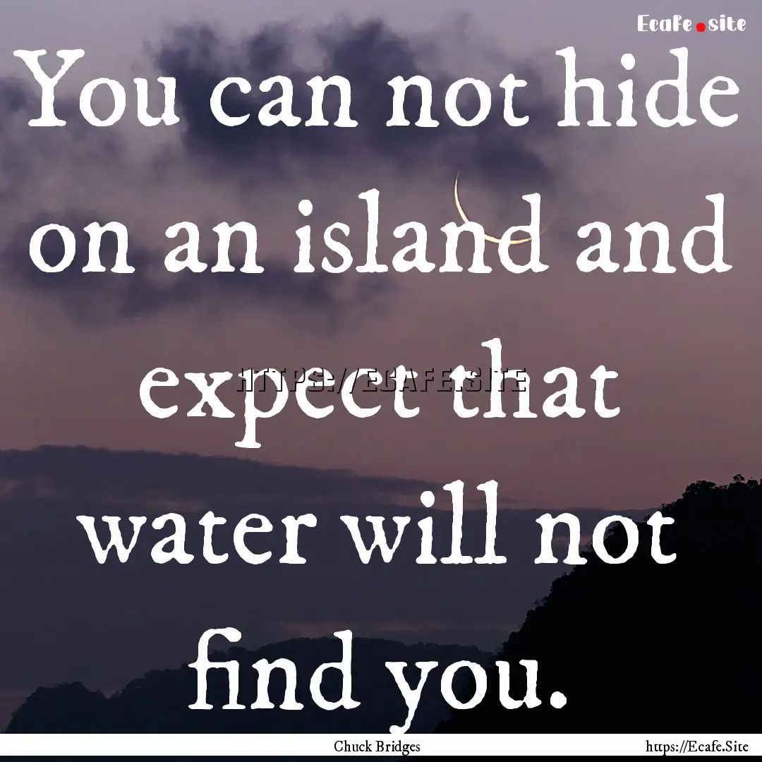 You can not hide on an island and expect.... : Quote by Chuck Bridges