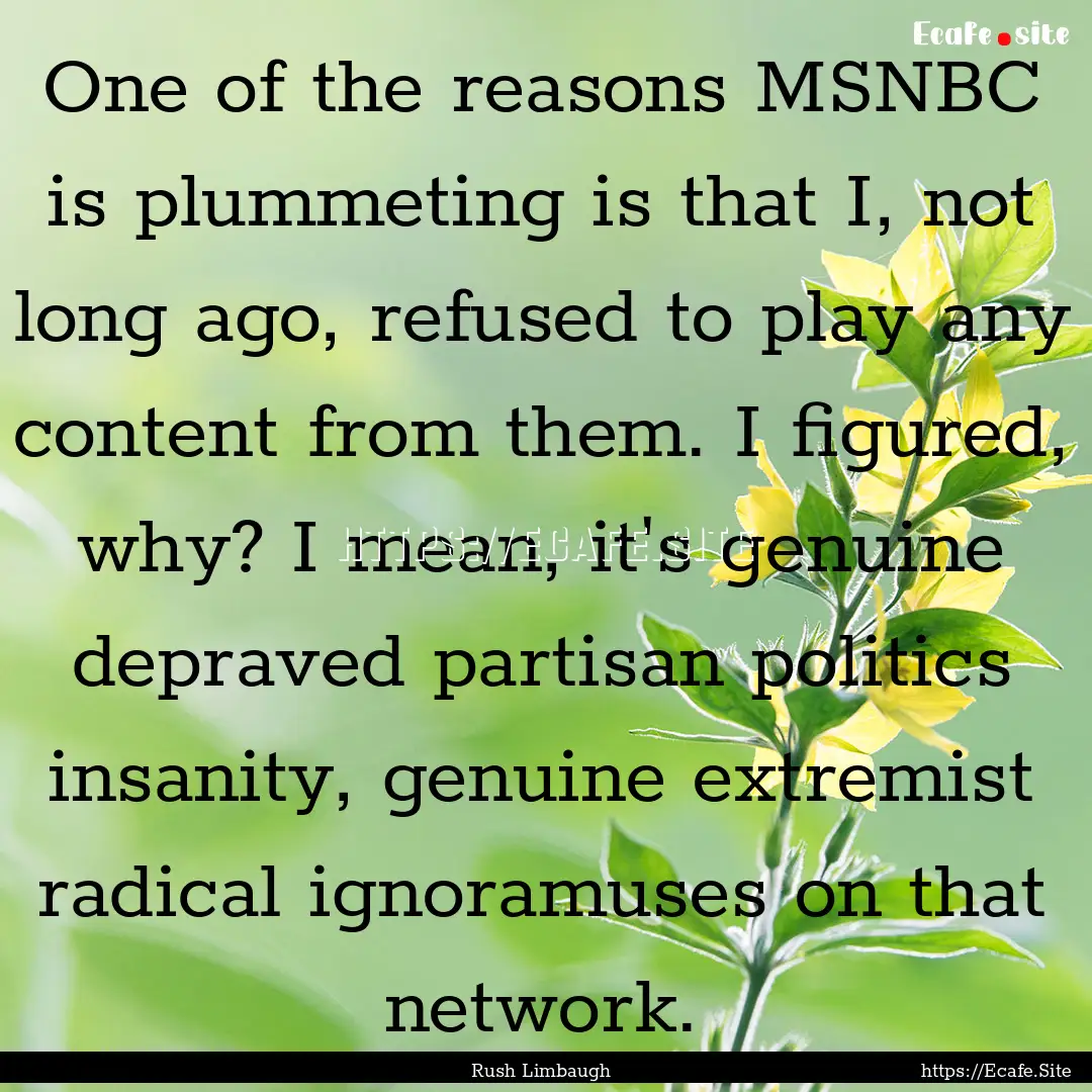 One of the reasons MSNBC is plummeting is.... : Quote by Rush Limbaugh