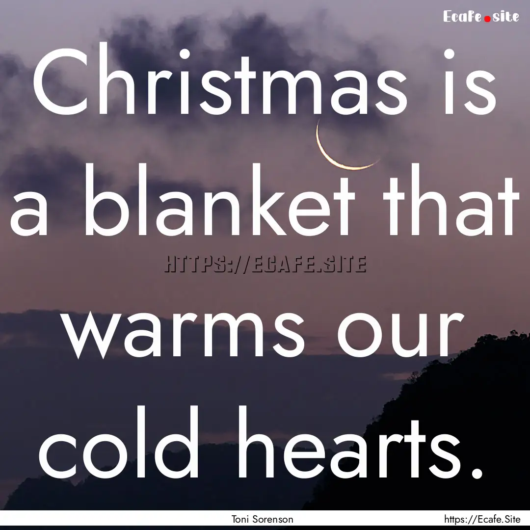 Christmas is a blanket that warms our cold.... : Quote by Toni Sorenson