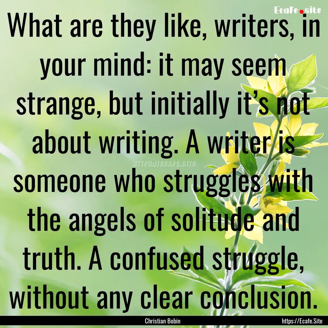 What are they like, writers, in your mind:.... : Quote by Christian Bobin