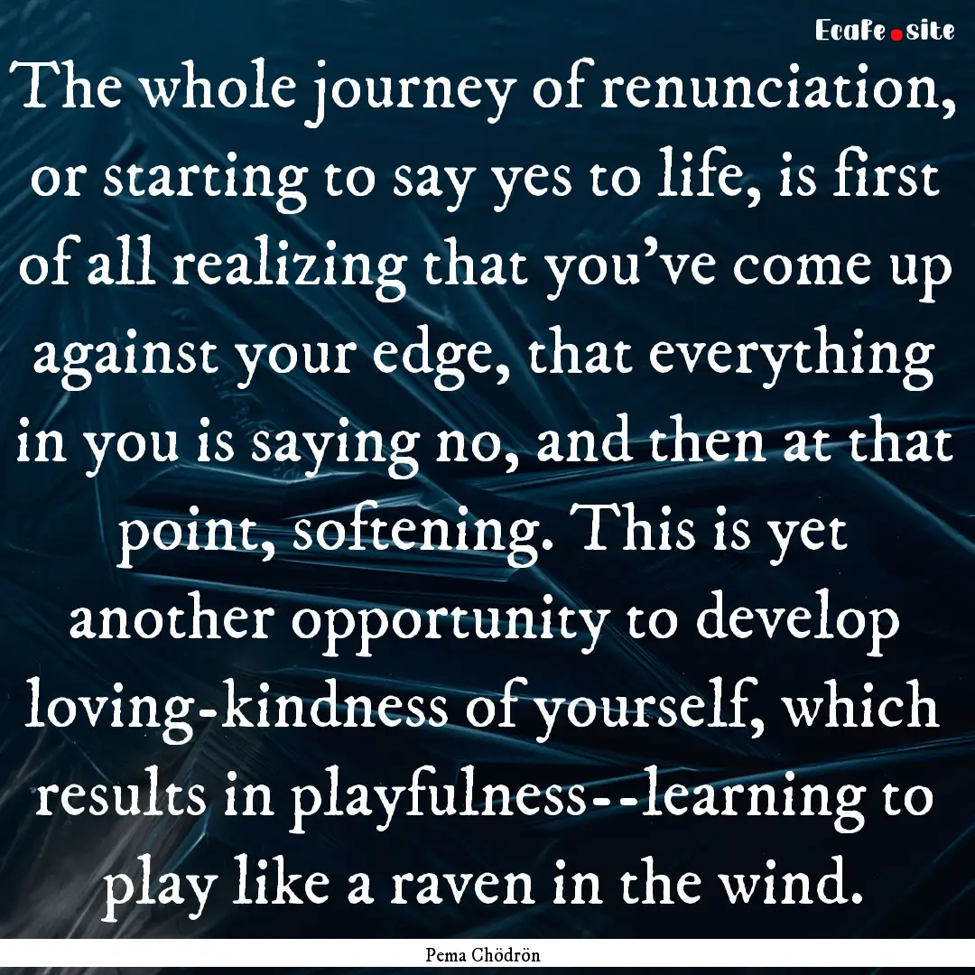 The whole journey of renunciation, or starting.... : Quote by Pema Chödrön