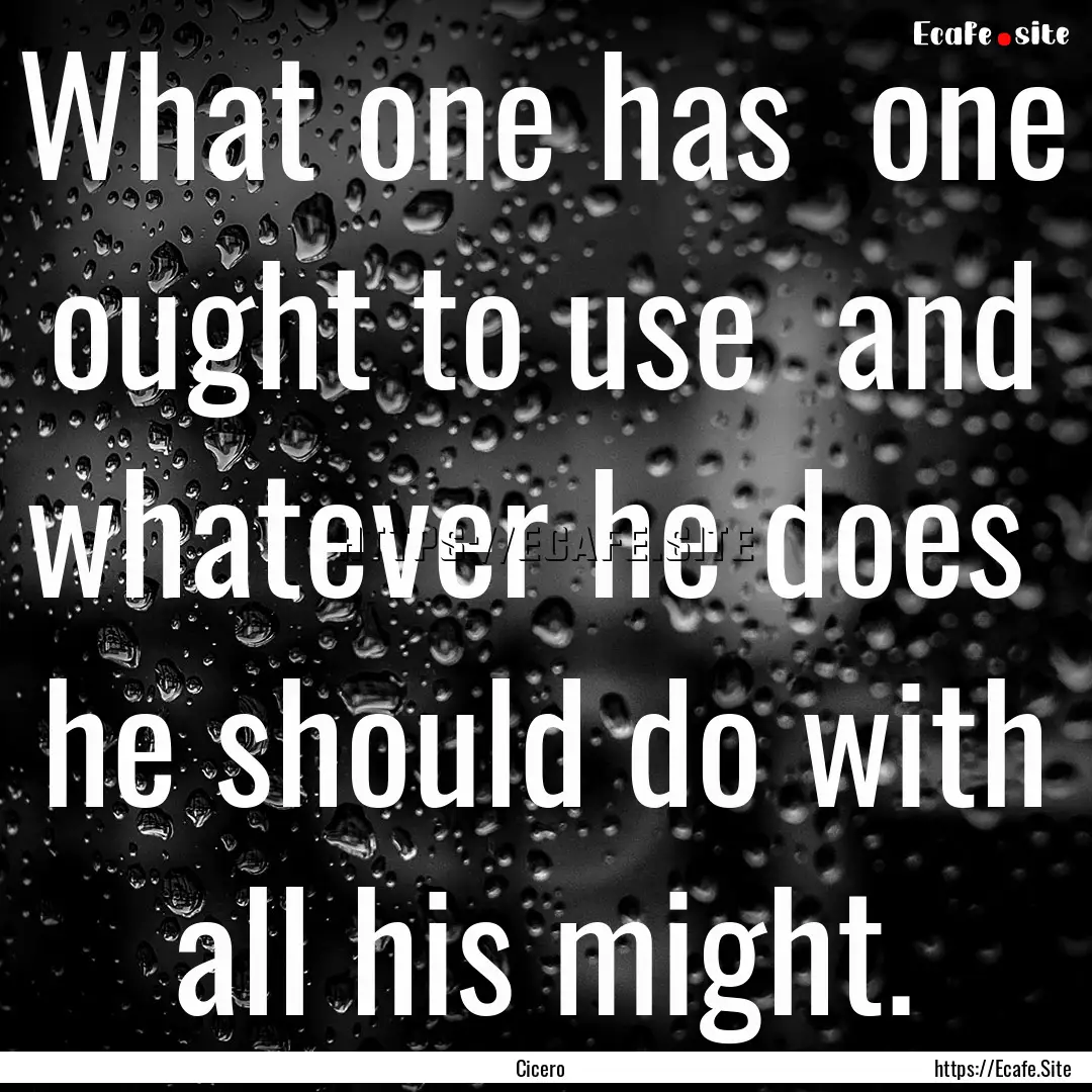 What one has one ought to use and whatever.... : Quote by Cicero