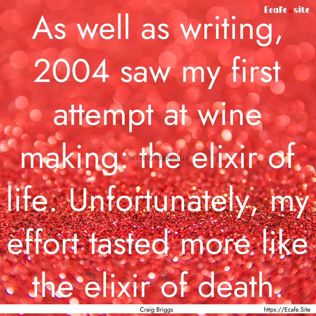 As well as writing, 2004 saw my first attempt.... : Quote by Craig Briggs