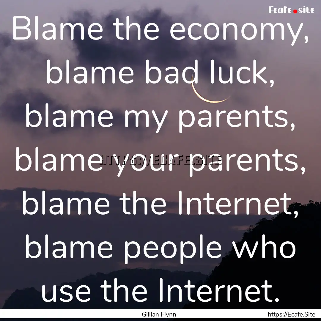 Blame the economy, blame bad luck, blame.... : Quote by Gillian Flynn