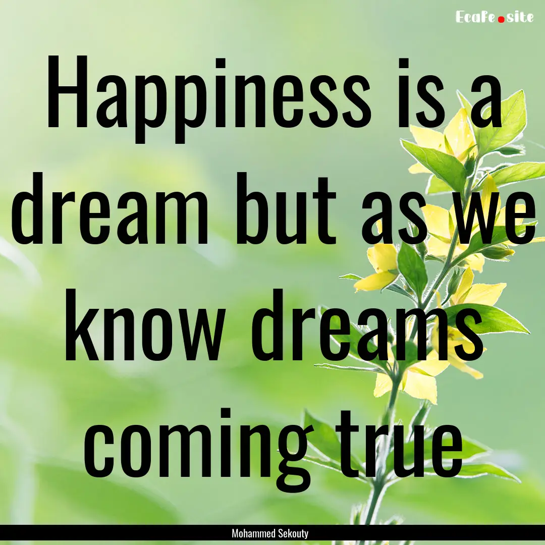 Happiness is a dream but as we know dreams.... : Quote by Mohammed Sekouty