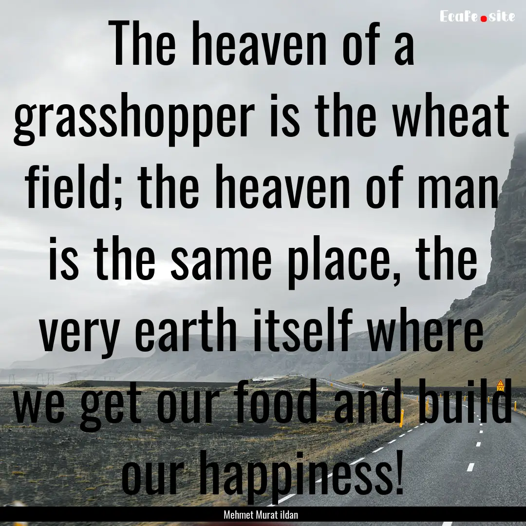 The heaven of a grasshopper is the wheat.... : Quote by Mehmet Murat ildan