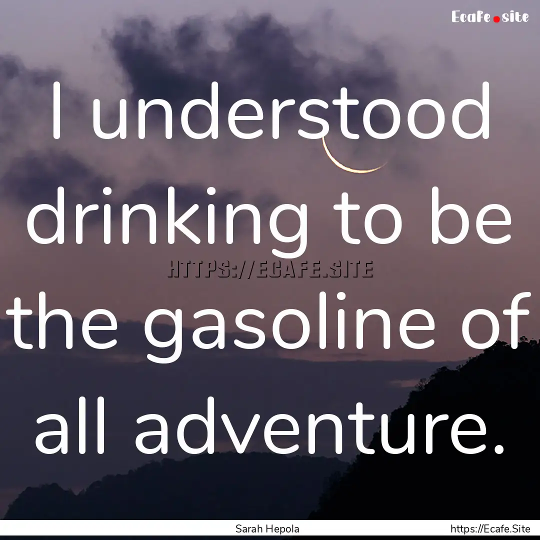 I understood drinking to be the gasoline.... : Quote by Sarah Hepola