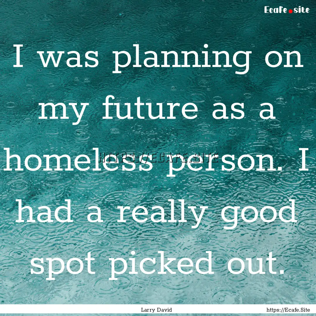 I was planning on my future as a homeless.... : Quote by Larry David