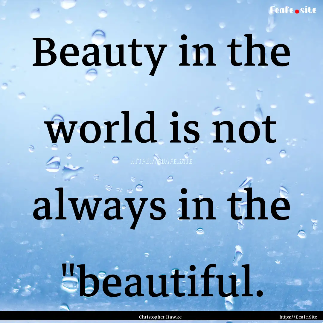 Beauty in the world is not always in the.... : Quote by Christopher Hawke