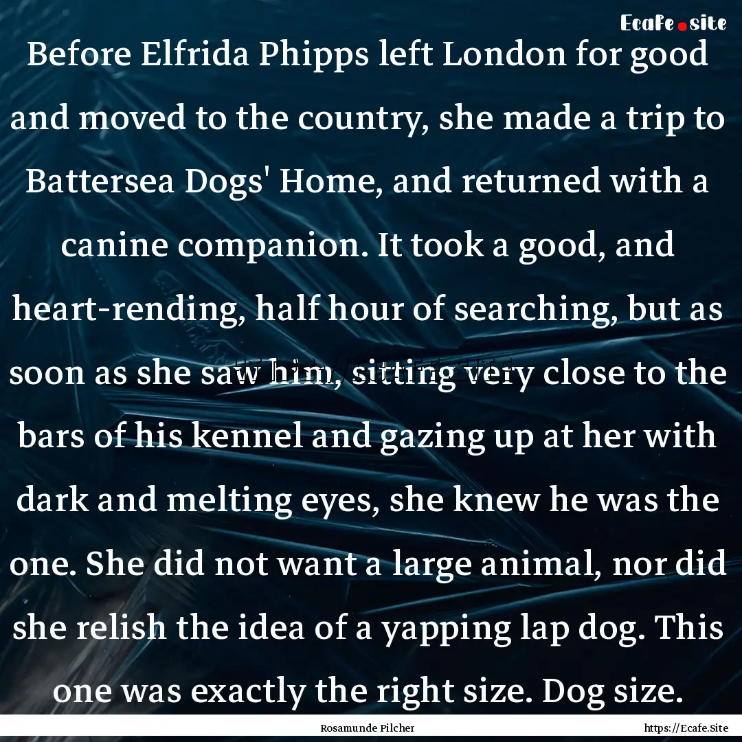 Before Elfrida Phipps left London for good.... : Quote by Rosamunde Pilcher