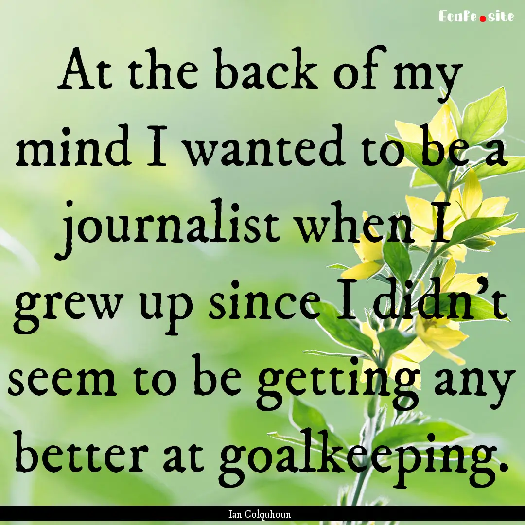 At the back of my mind I wanted to be a journalist.... : Quote by Ian Colquhoun