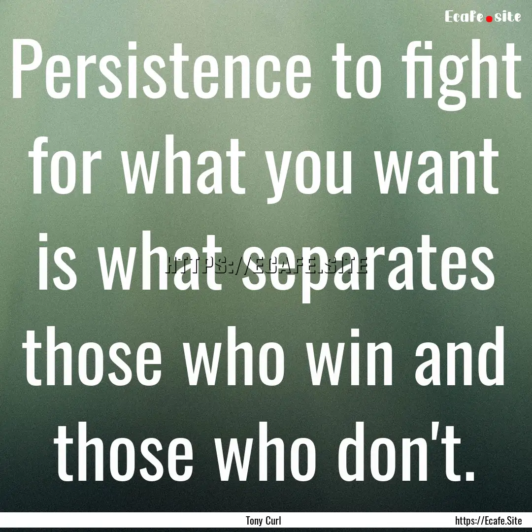 Persistence to fight for what you want is.... : Quote by Tony Curl