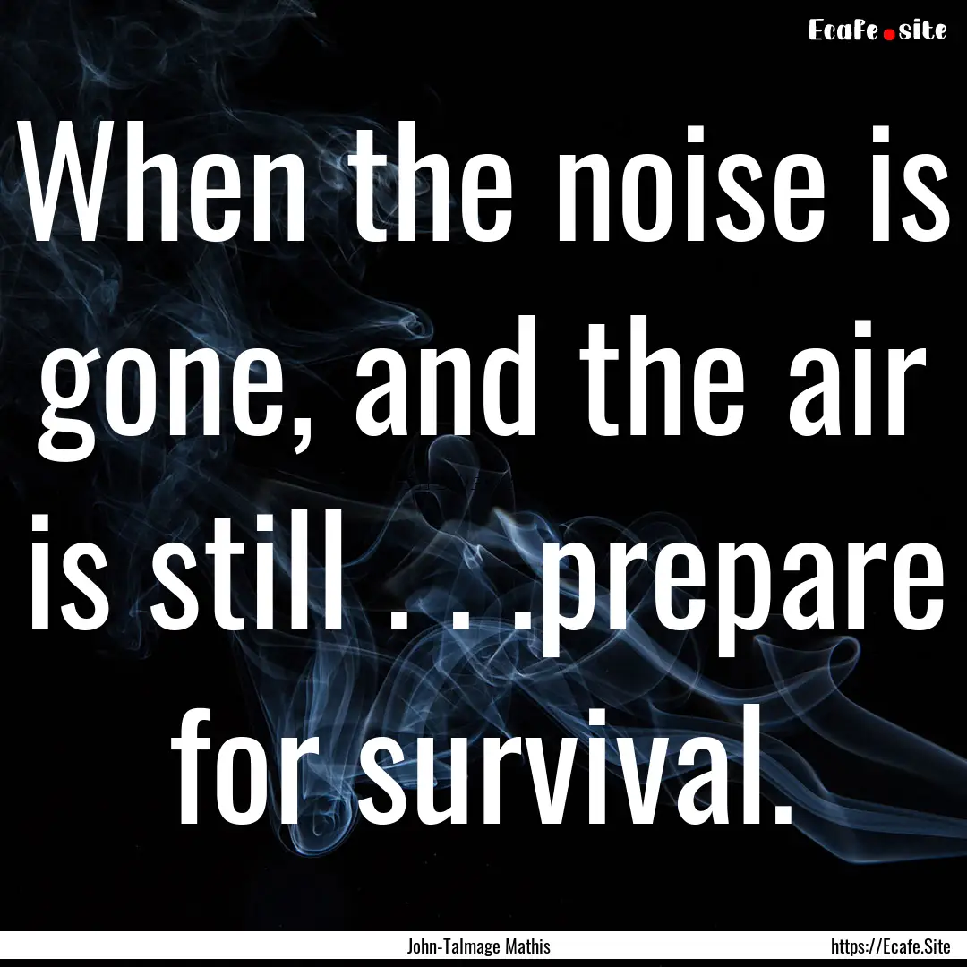 When the noise is gone, and the air is still.... : Quote by John-Talmage Mathis