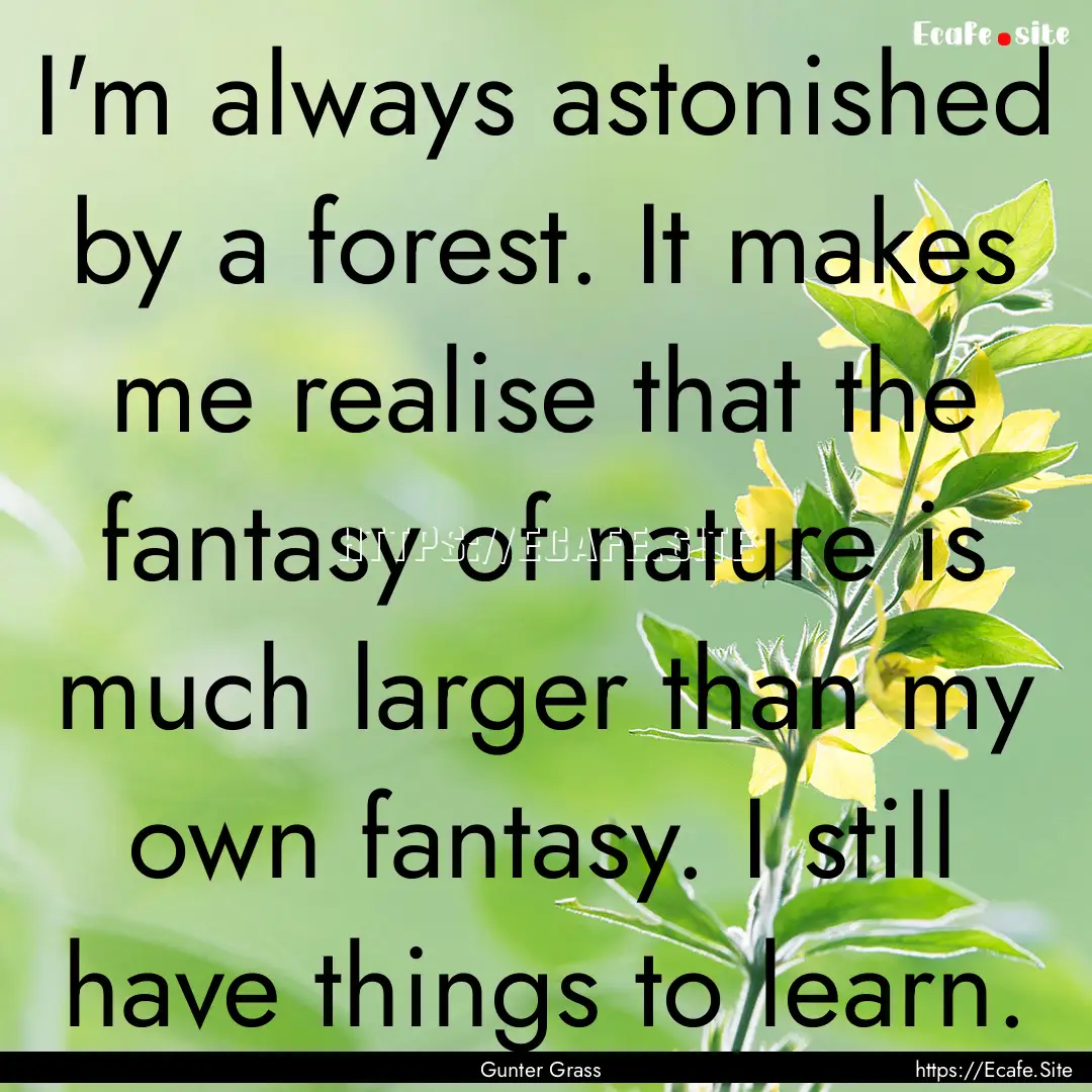 I'm always astonished by a forest. It makes.... : Quote by Gunter Grass