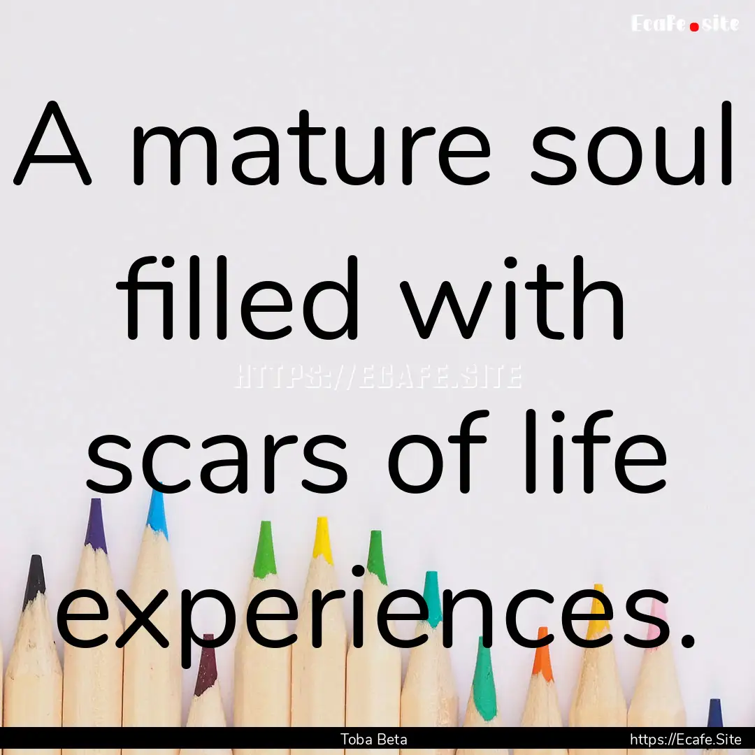 A mature soul filled with scars of life experiences..... : Quote by Toba Beta