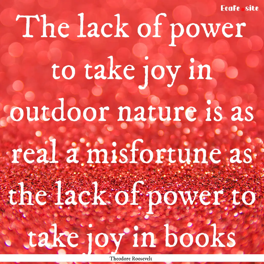 The lack of power to take joy in outdoor.... : Quote by Theodore Roosevelt