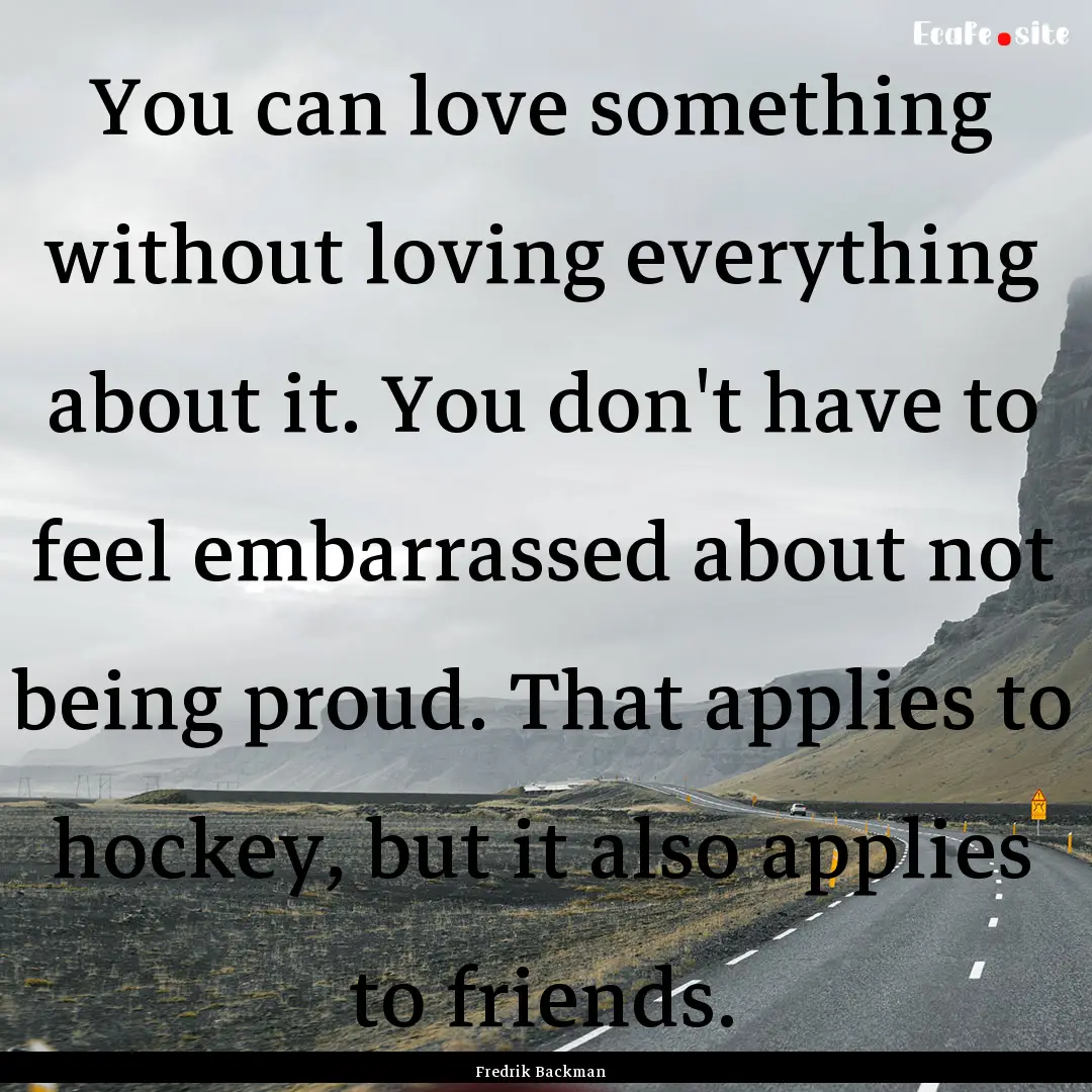 You can love something without loving everything.... : Quote by Fredrik Backman