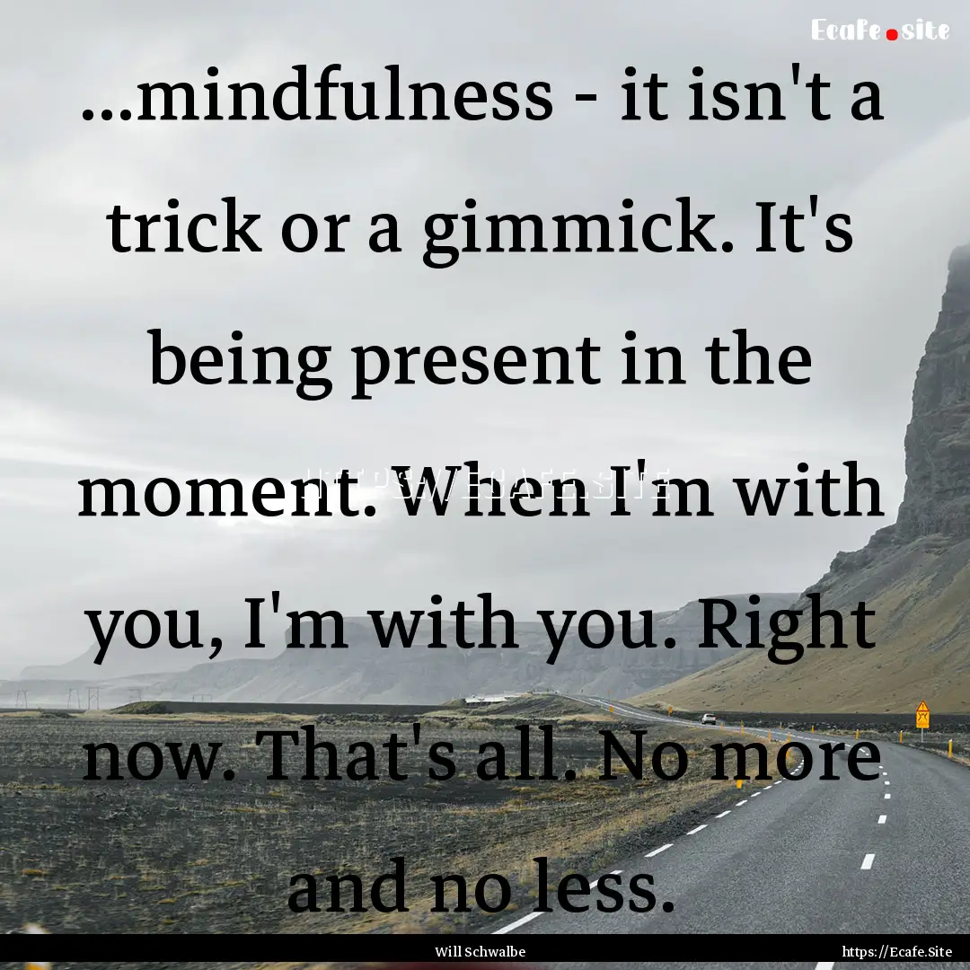 ...mindfulness - it isn't a trick or a gimmick..... : Quote by Will Schwalbe