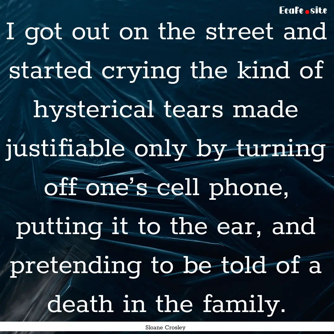 I got out on the street and started crying.... : Quote by Sloane Crosley