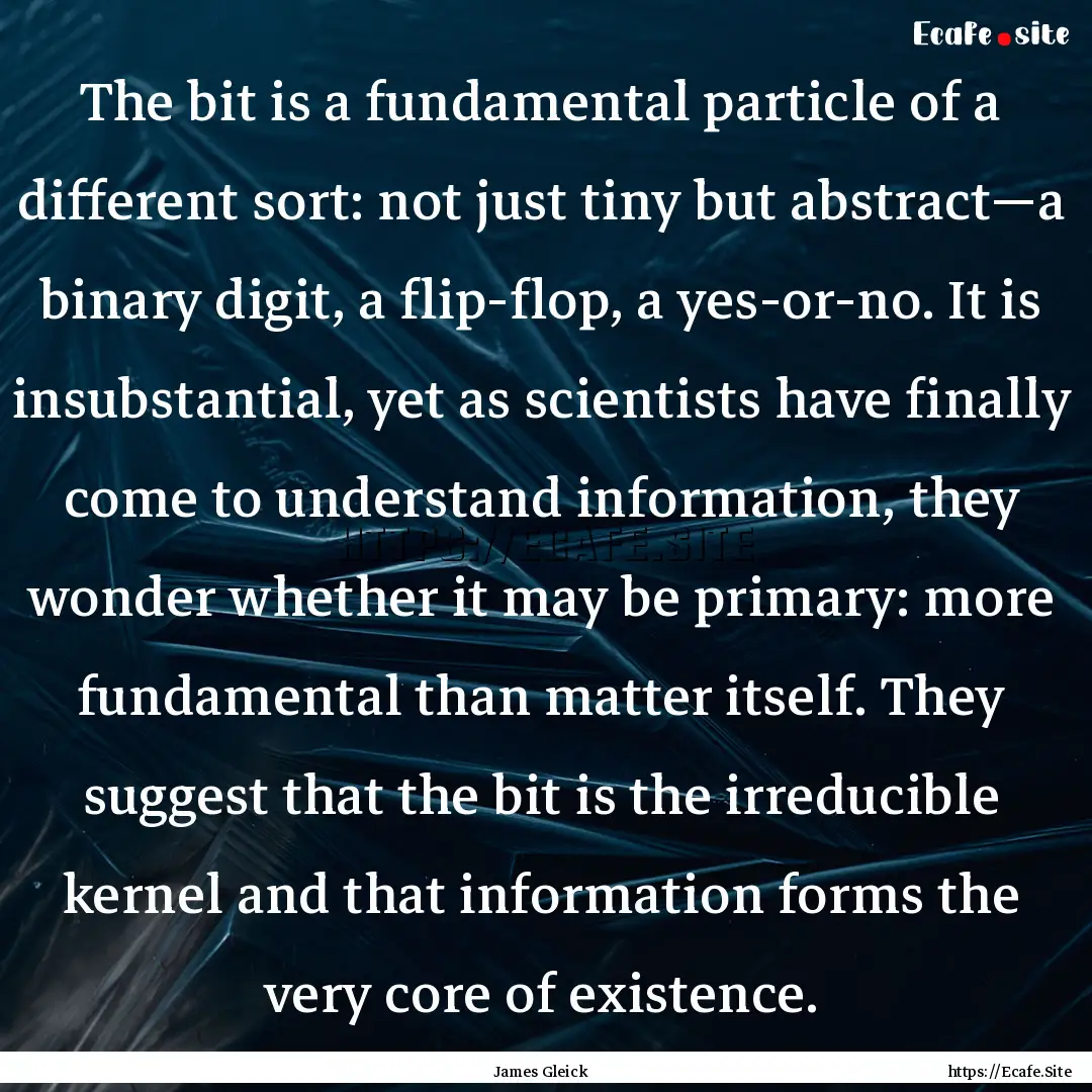 The bit is a fundamental particle of a different.... : Quote by James Gleick