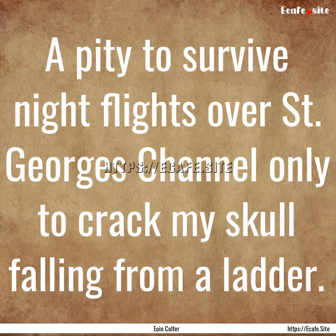 A pity to survive night flights over St..... : Quote by Eoin Colfer