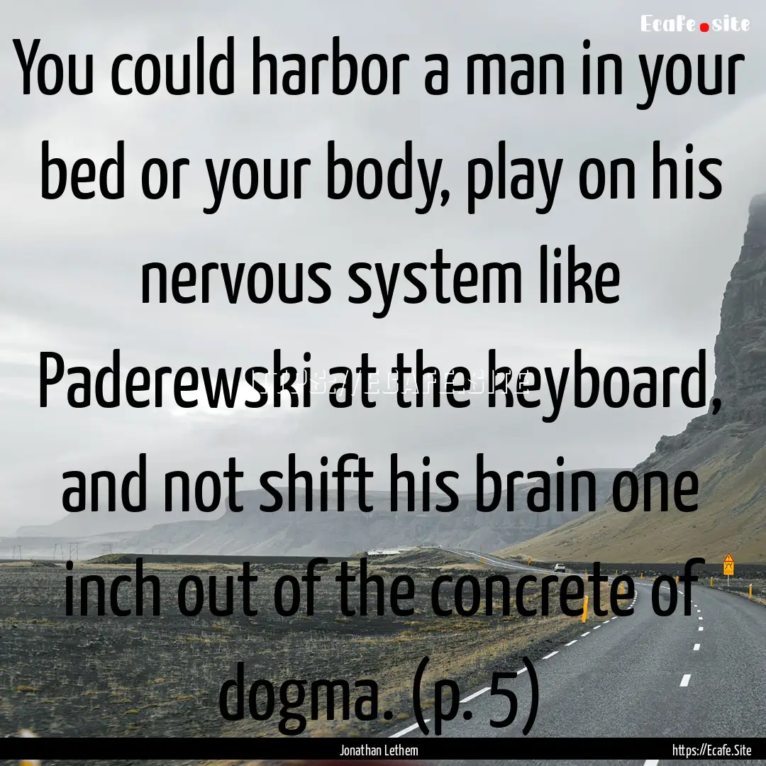 You could harbor a man in your bed or your.... : Quote by Jonathan Lethem