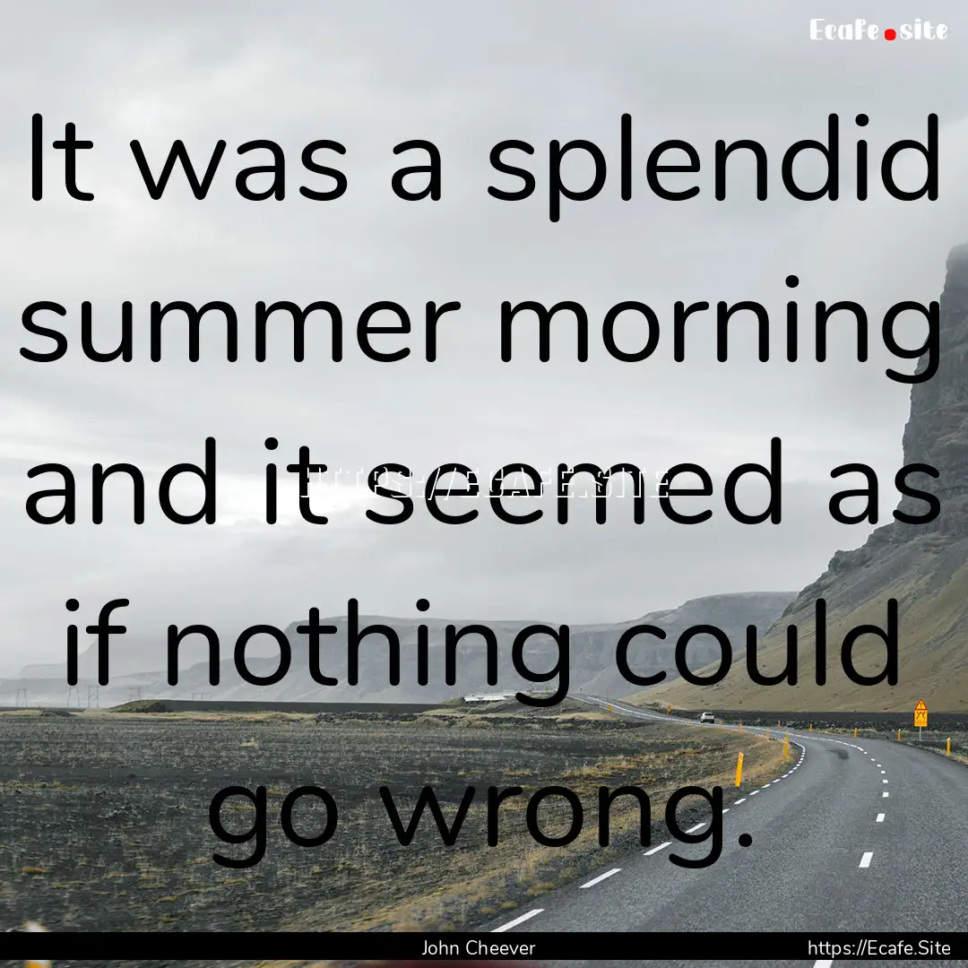 It was a splendid summer morning and it seemed.... : Quote by John Cheever