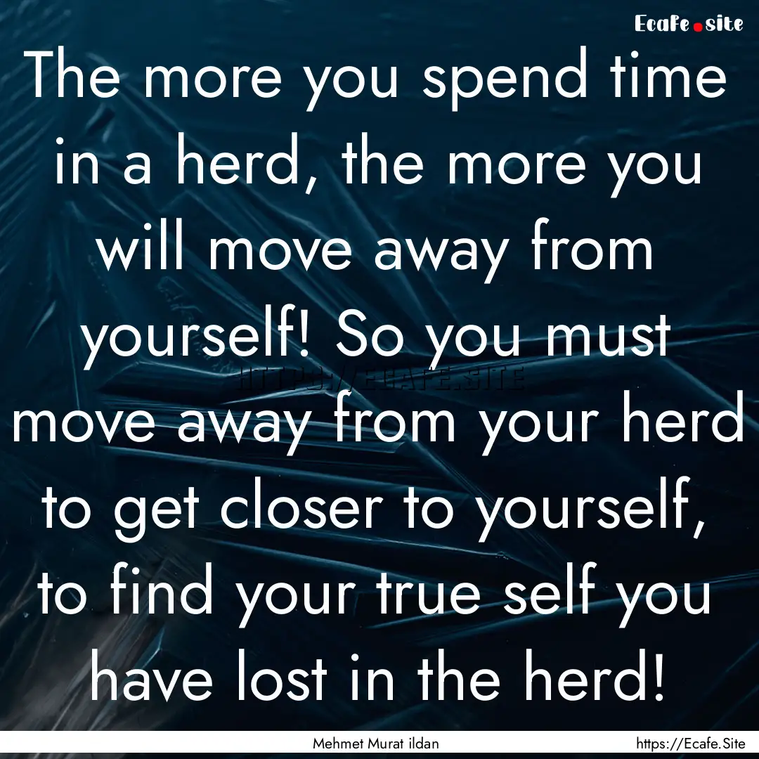 The more you spend time in a herd, the more.... : Quote by Mehmet Murat ildan