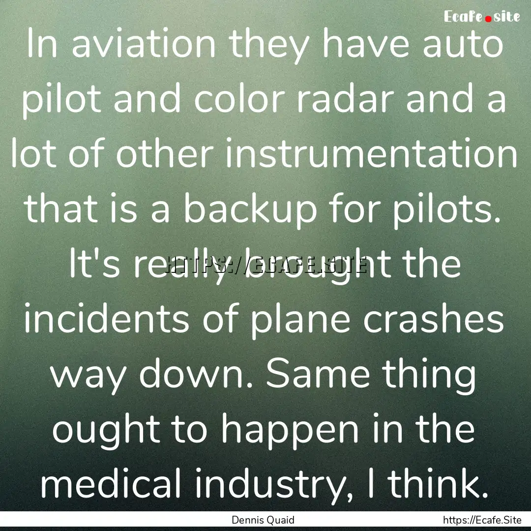 In aviation they have auto pilot and color.... : Quote by Dennis Quaid